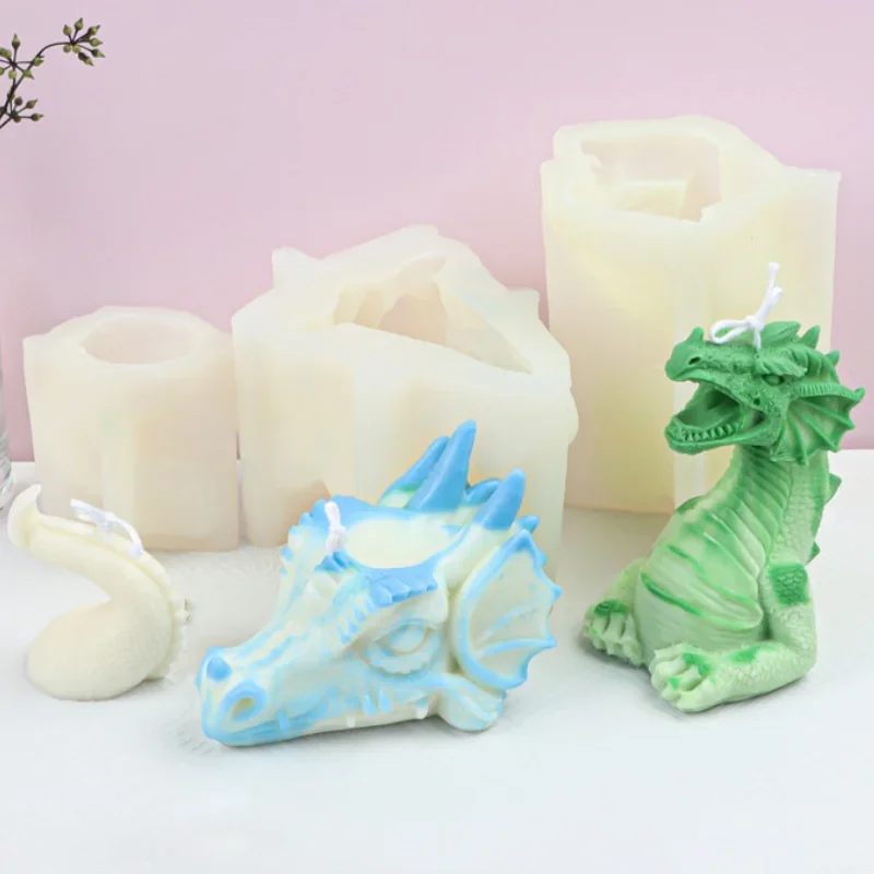 Chinese Dragon Silicone Candle Mold DIY Faucet Animal Tail Wings Candle Making Soap Resin Mold Gifts Home Decor Craft Supplies