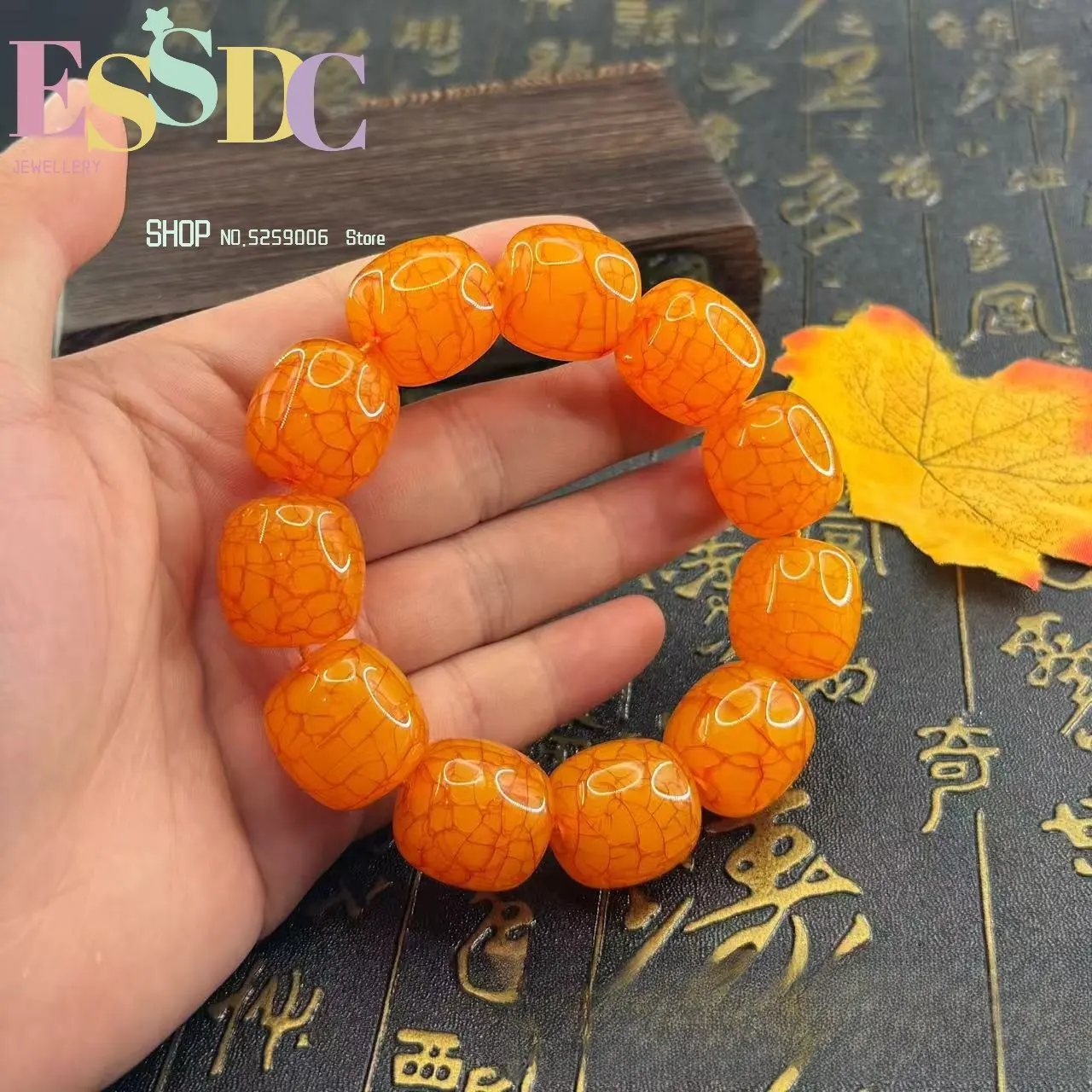 Natural beeswax turquoise bucket beads bracelet chicken oil yellow cracked bucket beads men and women same style bracelet