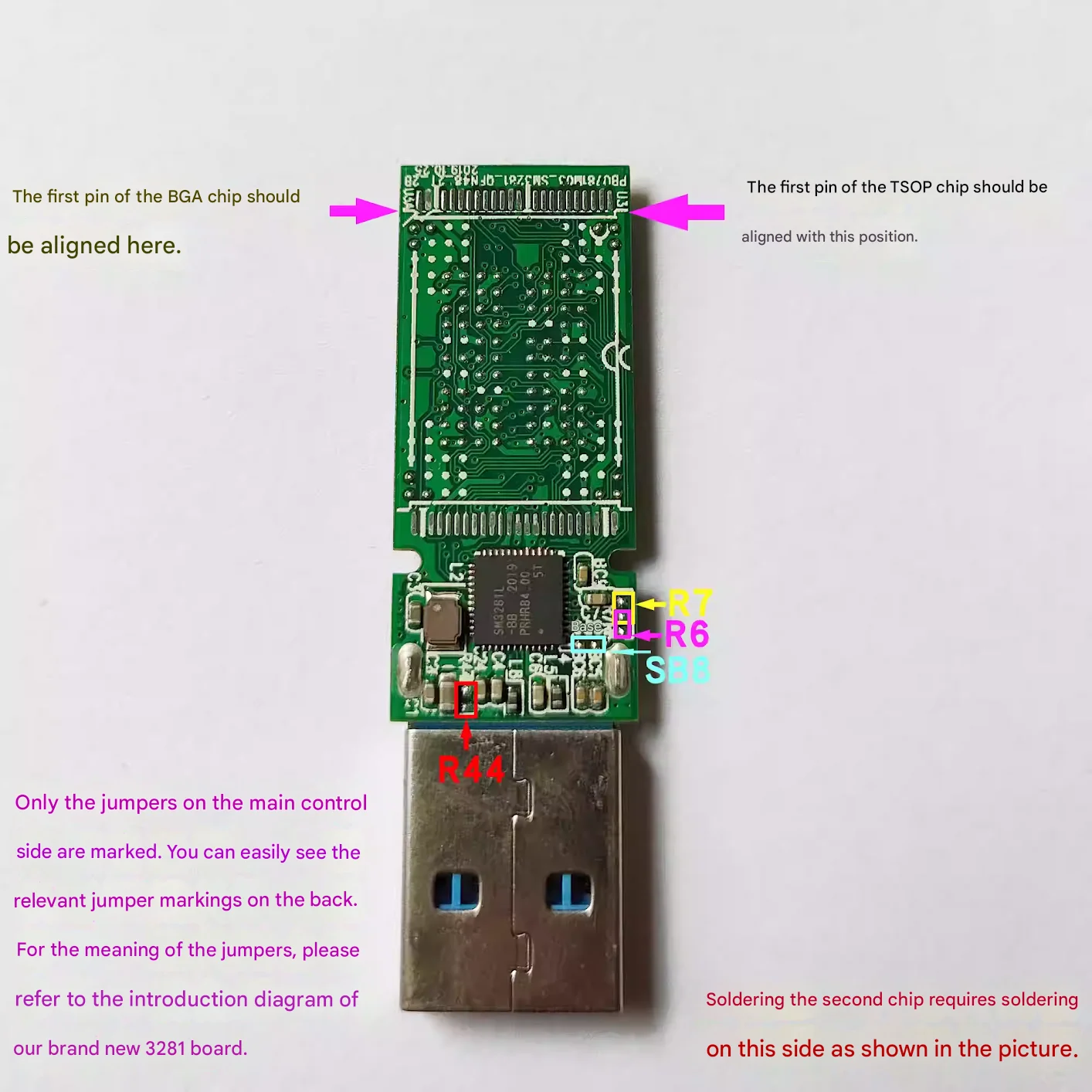 Disassembled Board Silicon Motion SM3281BB/AB Dual-Layer/Single-Layer USB 3.0 High-Speed Controller Board G2 Board Type