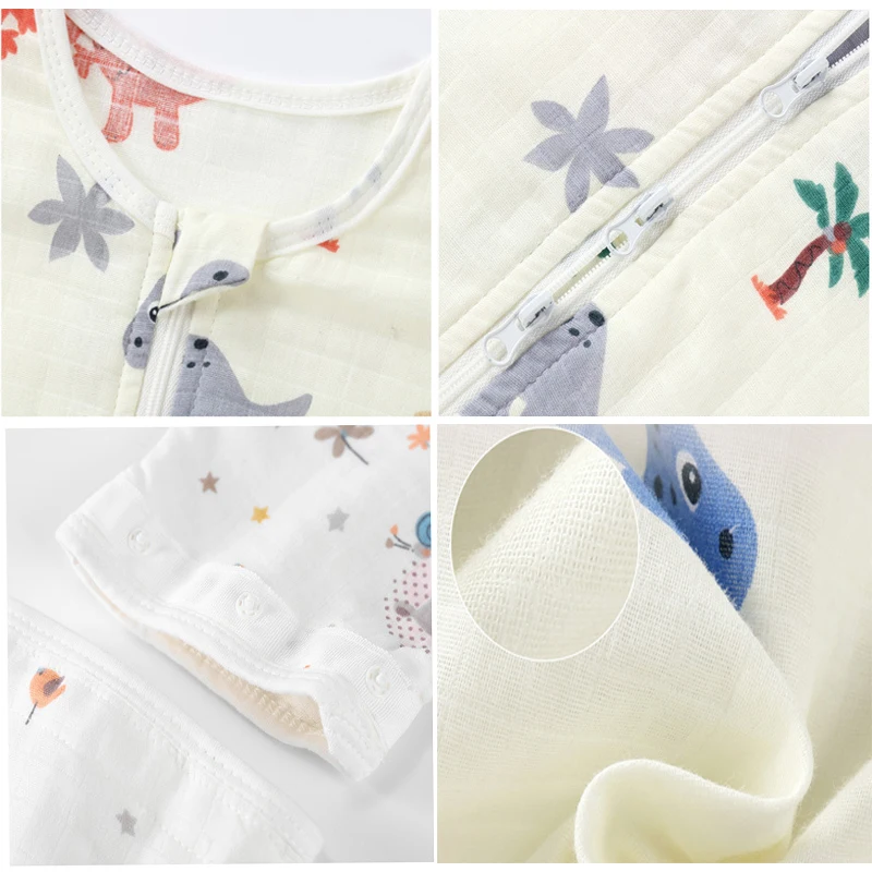 Baby Autumn Musline Long Sleeves Sleeping Bags Infant Wearable Blanket Soft Vest Cotton Sleep Sack Pajama Sleepwear for Toddler