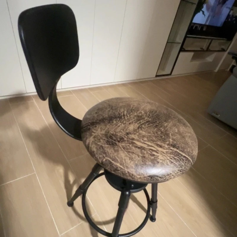 

Modern Adjustable Swivel Bar Stool with Backrest Iron Decor Counter Height Pub High Stool Set for Kitchen Dining Room