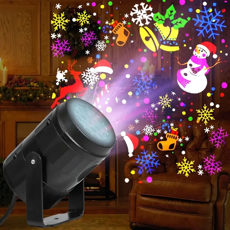 1PC  Powered LED Snowflake Christmas Projector - Rotating Holiday Patterns for Home, Living Room, Bedroom, Party, Wedding