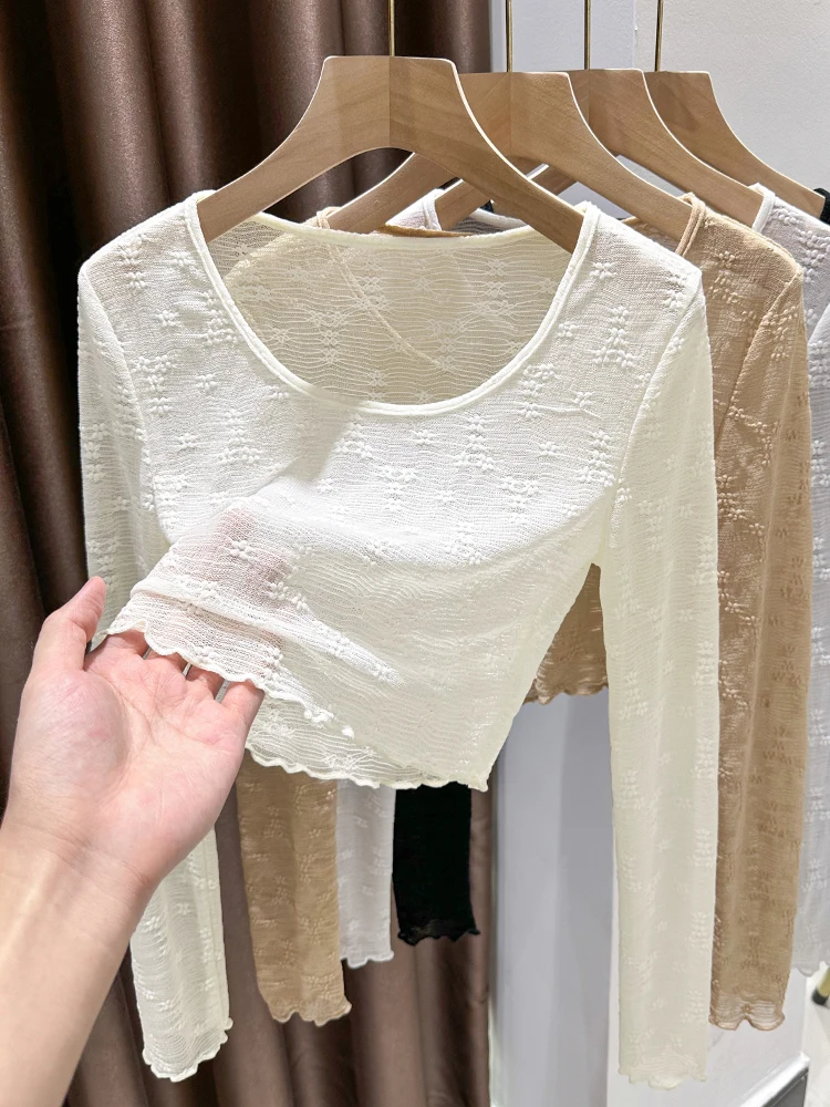 

Женская длинная кружевная нижняя юбка-комбинация с вырезами, модная весенне-осенняя, цвета молочного белого, с бретельками, для ношения под платьем