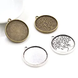 10pcs 20mm Inner Size Antique Silver Plated And Bronze Tree Style Cabochon Base Setting Charms Pendant