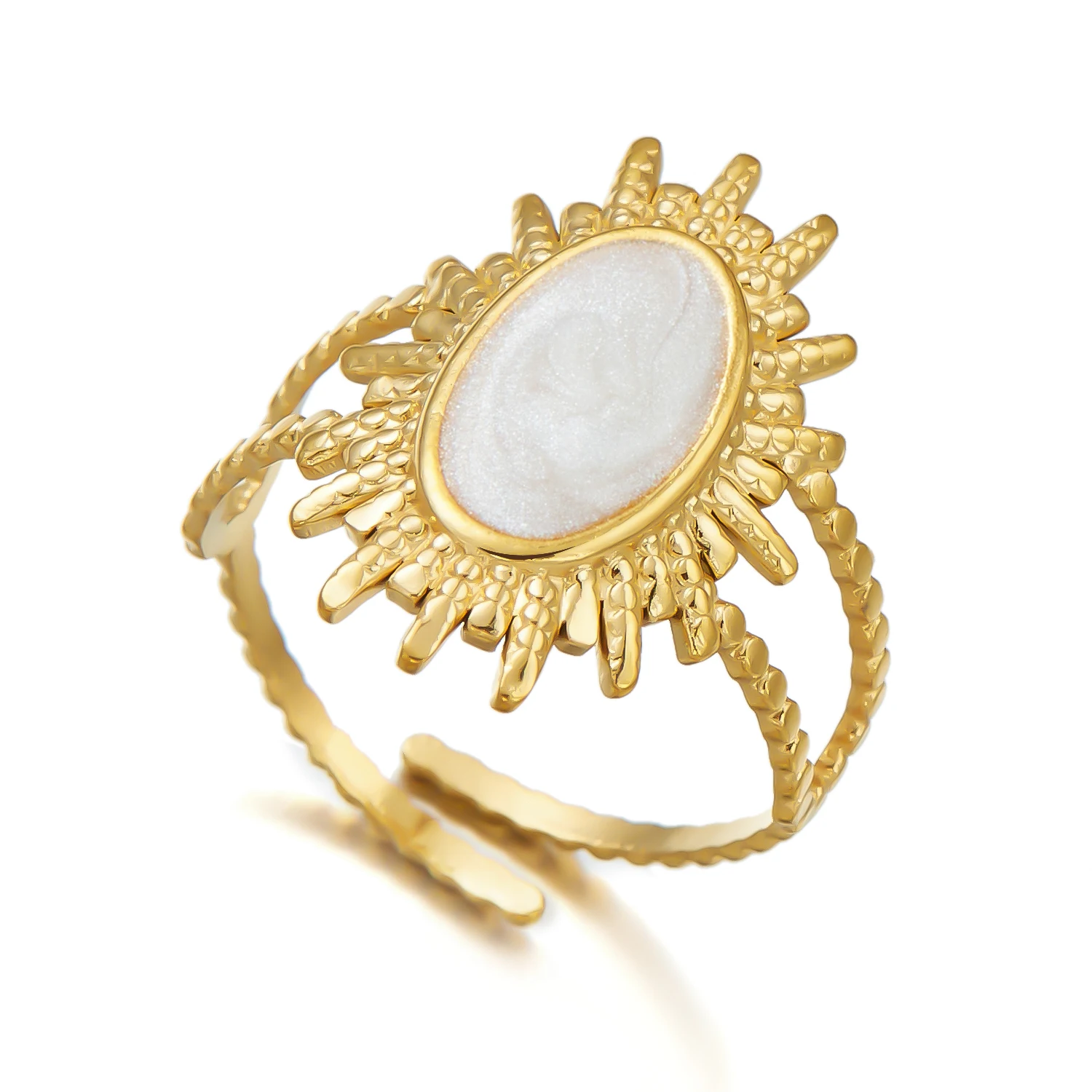 Women's Imitation Pearl Drop Enameled Open Ring