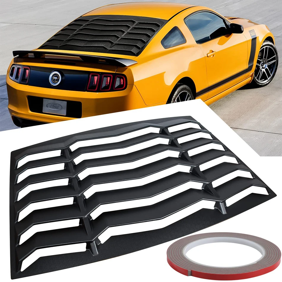 TML Rear Window Louver Compatible with Ford Mustang 2005-2014 Windshield Sun Shade Cover Lambo Style ABS Matte Black