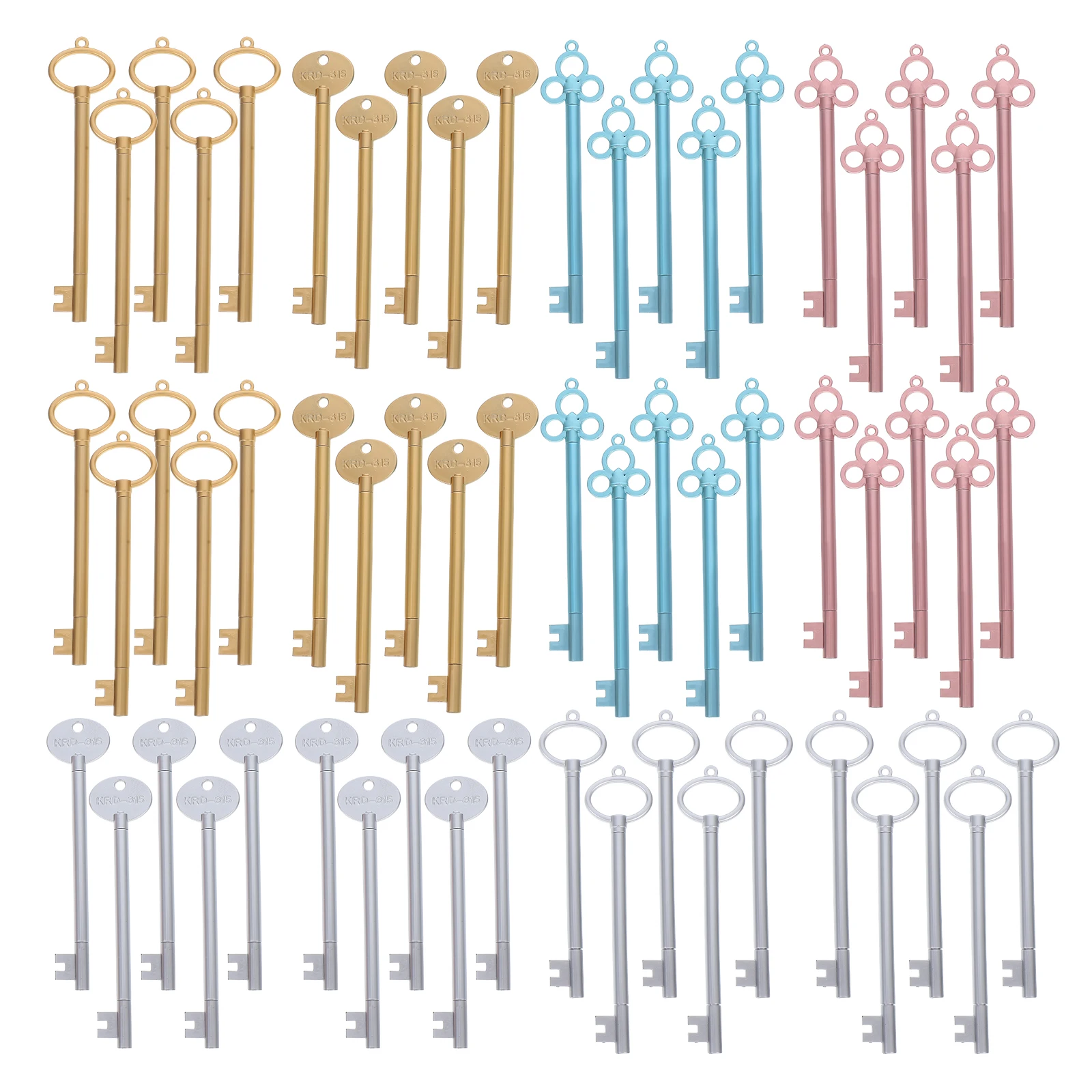 

60 Retro Vintage Key Shaped Fun Ink Pens for Kids School Office Supplies Students Write Journaling Present