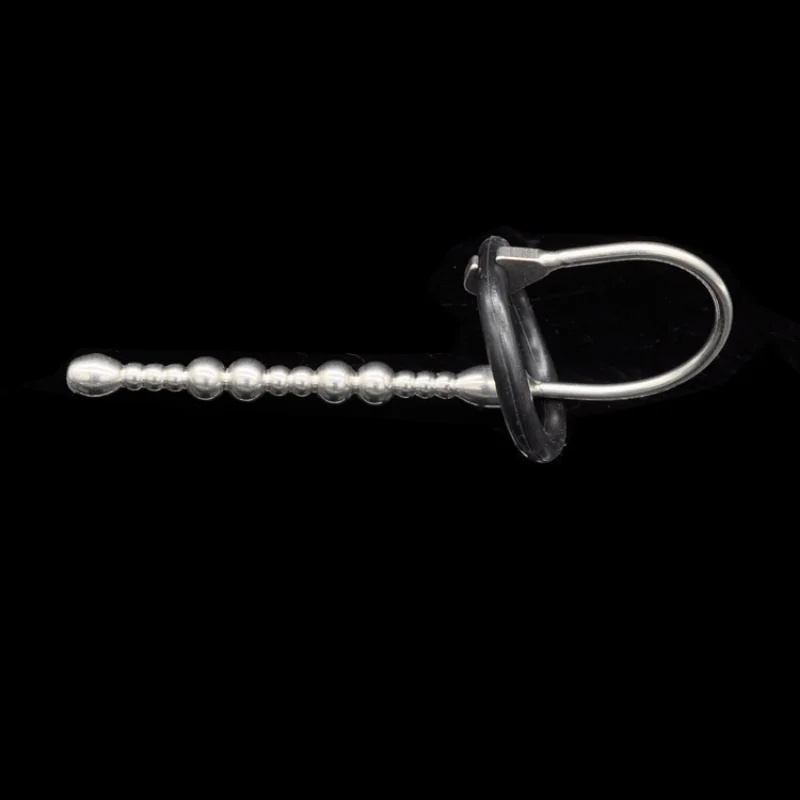 Male Stainless Steel Hollow Urethral Dilator Sounding Penis Plug with Glans Ring Chastity Stretcher Sound Adult Sex Toys for Men