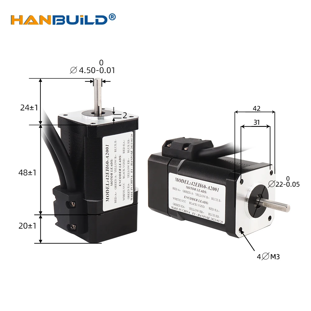 NEMA17 Closed Loop motor 2.0A 0.8N.m 42EH60A 2001+CL42 sets Step-servo motor Servo Driver for 3D printer