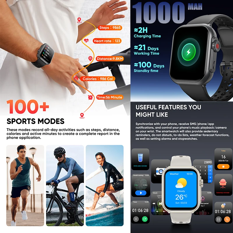 2025 New 1.85 Inch Ultra HD Smart Watch Men For XIAOMI GPS Tracking Bluetooth Call Heart Rate Sports Fitness Women Smartwatches