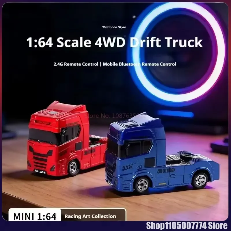 Mini Camion RC Drift 1/64 2.4G 4WD con Luci LED, Auto RC ad Alta Velocità 15KM/H, Giocattolo da Corsa per Divertimento Multiplayer, Regalo di Compleanno per Bambini