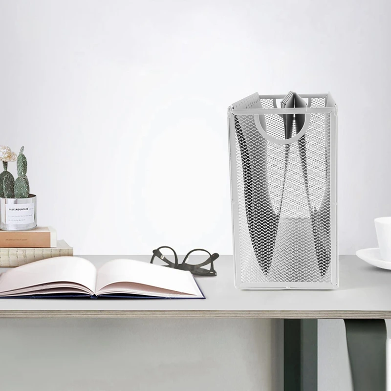 

Hanging File Organizer Filing Box Metal Mesh File Crate With 5 Hanging Folders Included