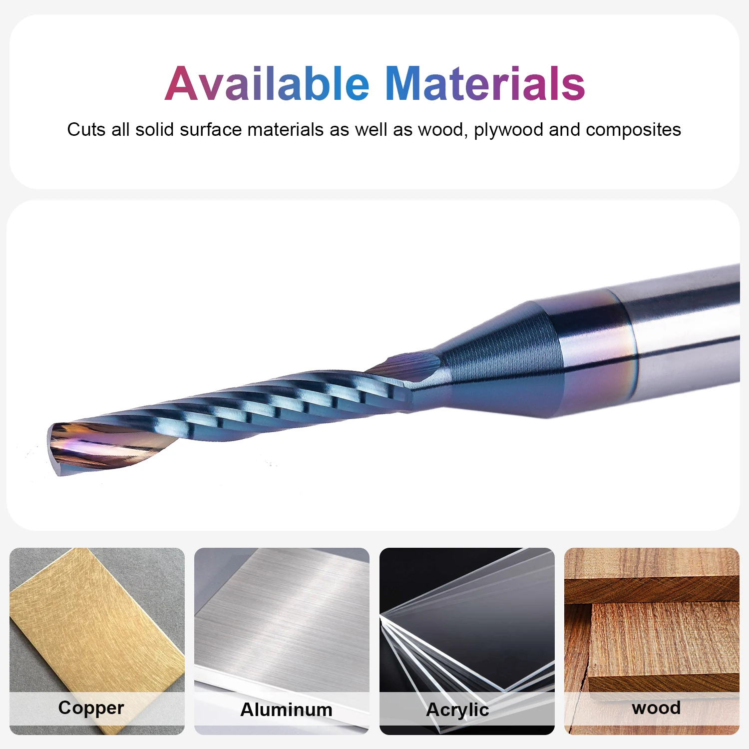 SpeTool 1pc Single Flute TAC-Coated Up Cut Carbide End Mill Spiral CNC Router Bit 1/4 inch Shank Wood Aluminum Acrylic Cutter