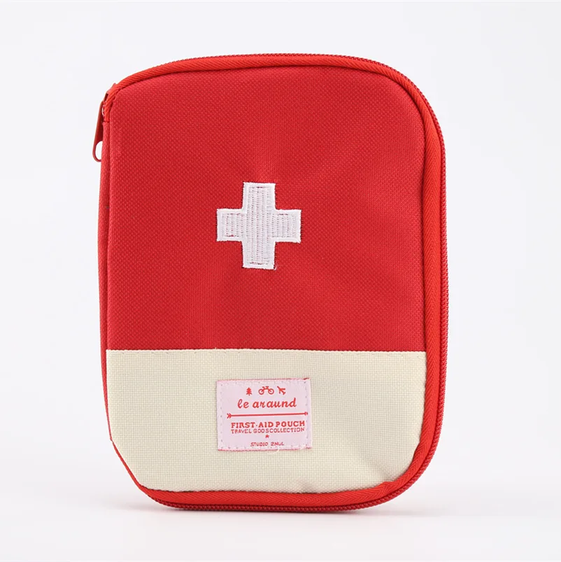 Mini kit de primeiros socorros portátil com fechamento do zíper, pequeno saco médico para armazenamento de medicina ao ar livre, elegante