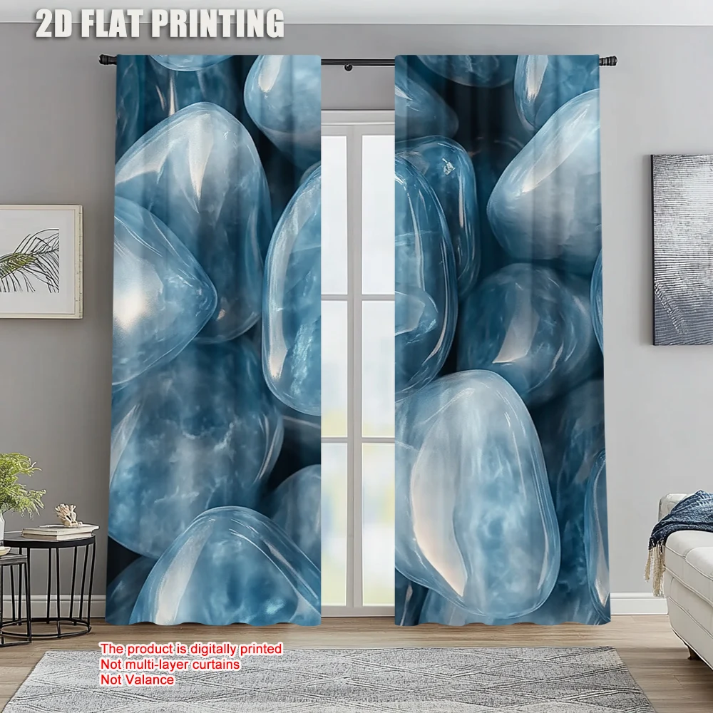 

2pc, Window Drapes blue Pebble Protecting Privacy Party Decorations Use for Indoor Celebrations, Room Decor
