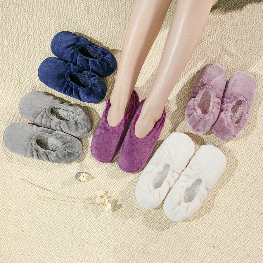 Thick Thermal Socks Women Winter Warm Home Soft Thickened Plus  Anti Slip Floor Slipper Sock Solid Colour Home Slippers