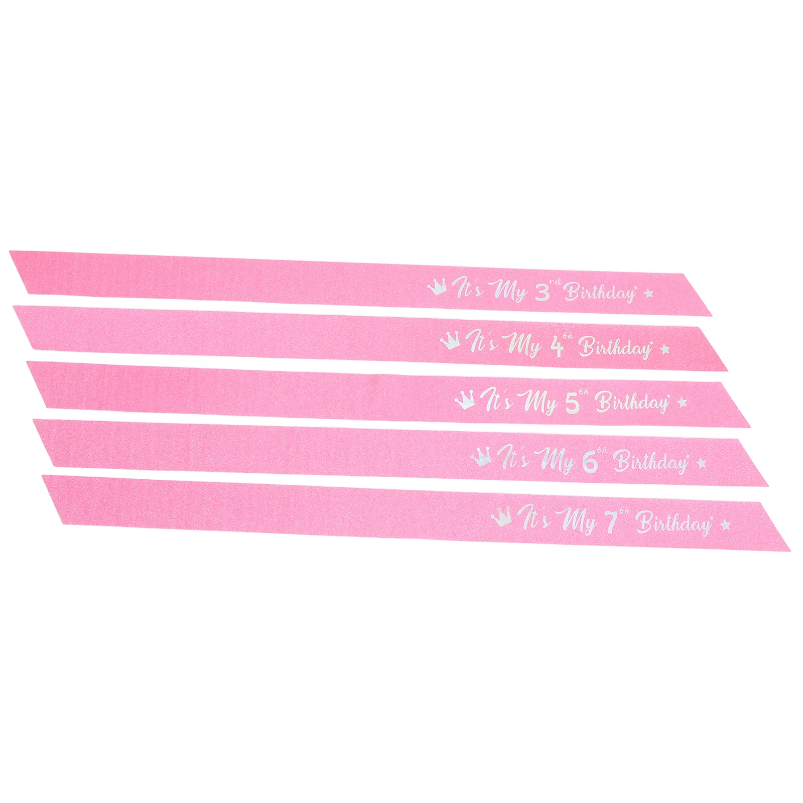

5Pcs Pink Glitter Birthday Sash for Girls Princess Style It's My Birthday Sash Celebration Party Accessories Photo Booth Props