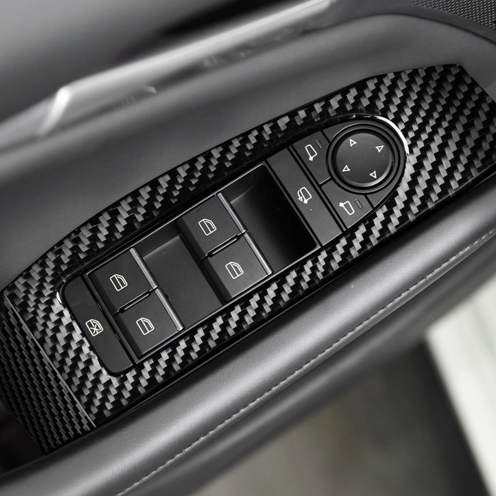 For Mazda 3 Axela 2019-2026 Carbon Fiber Window Lift Buttons Control Panel Cover Car Accessories Interior Decorative Stickers