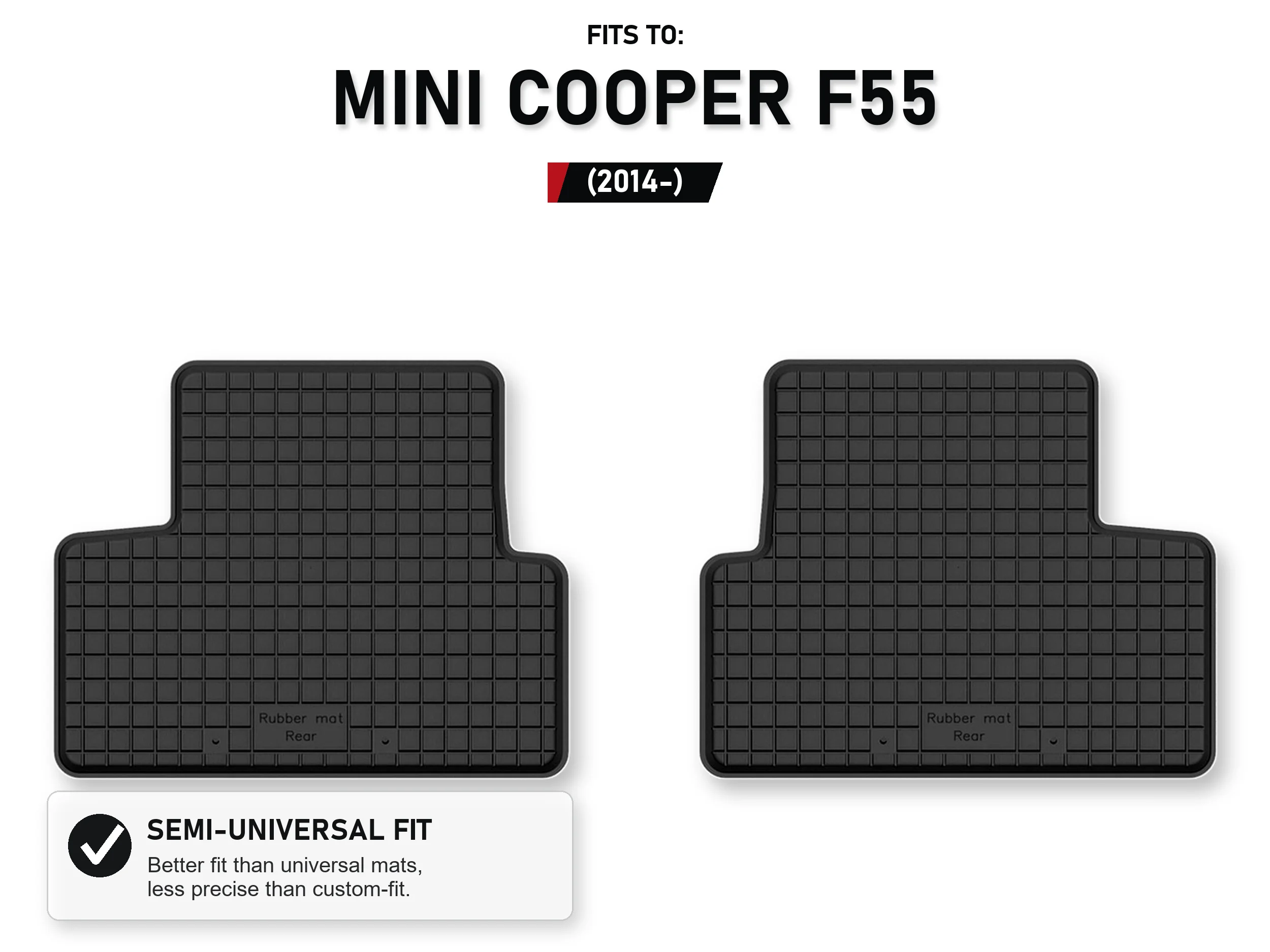 Rubberen bakmatten achteraan voor: Mini Cooper F55 2014-, 2 stuks
