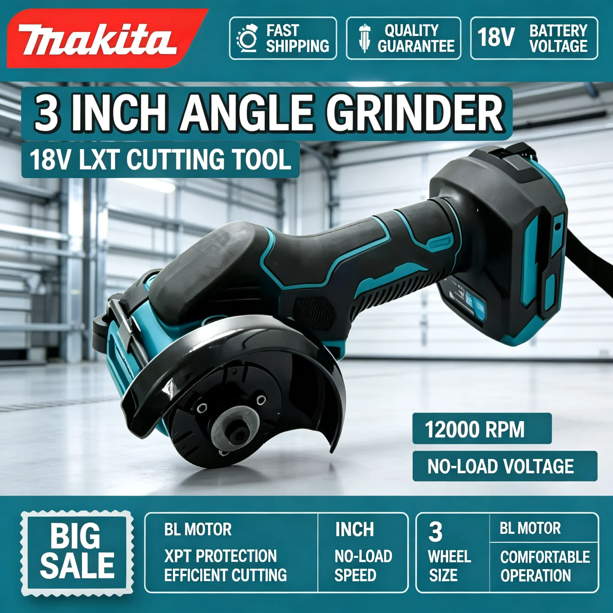 Makita 3 Inch Mini Cordless Angle Grinder 18V Portable Electric Cut off Circular Saw Power Tool for Metal And Wood Cutting