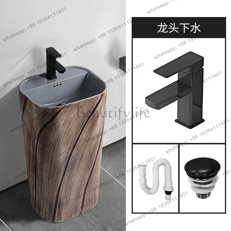 outdoor wash basin courtyard retro vertical one-piece basin outdoor pool antique square column basin