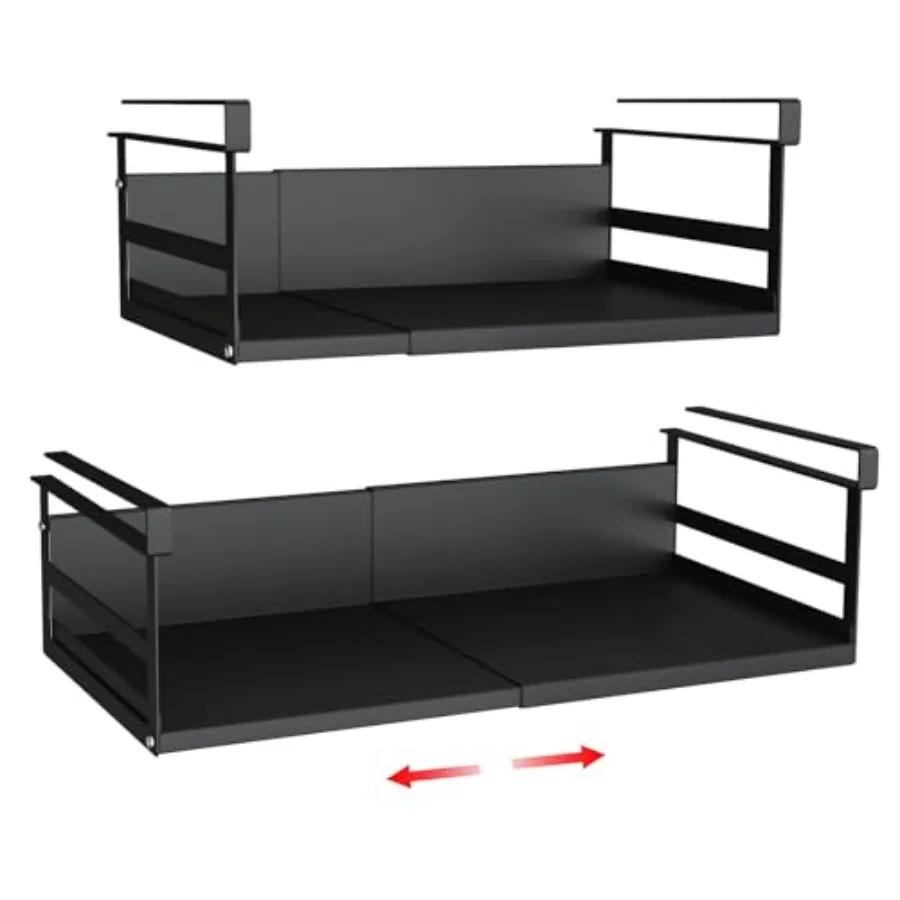 

Раздвижная полка-органайзер под шкаф с креплениями толщиной 0,94 дюйма, сверхпрочная выдвижная корзина для хранения под полкой для кладовой