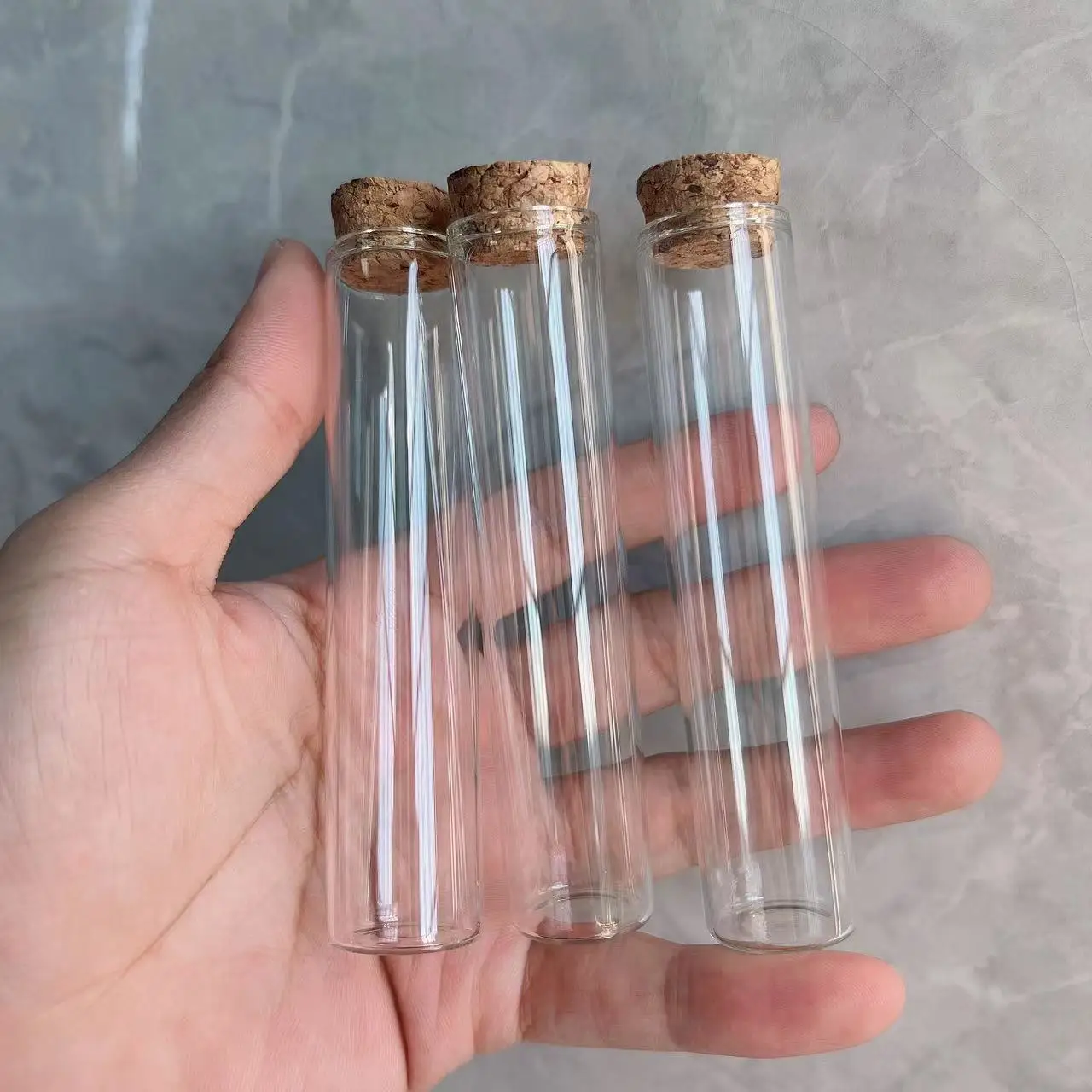 

48 Pcs Glass Bottle 17*22*100mm Small Glass Test Tube with Cork Stopper Dragees Jars Bottles Wedding Gift