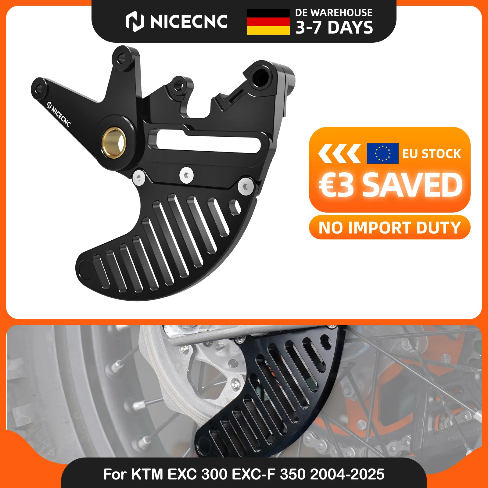 Image of (EU-Lager) Für KTM EXC 300 EXCF 350 2004-2025 Hintere Doppelbremssattelhalterung Stunt-Bremsscheibenschutz Für Husqvarna TE300 GasGas EC300