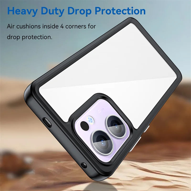 For Oppo Reno 13F Case Shockproof TPU+PC Transparent Back Hard Case for Oppo Reno13 F Reno13F CPH2699 Shockproof Cover Funda