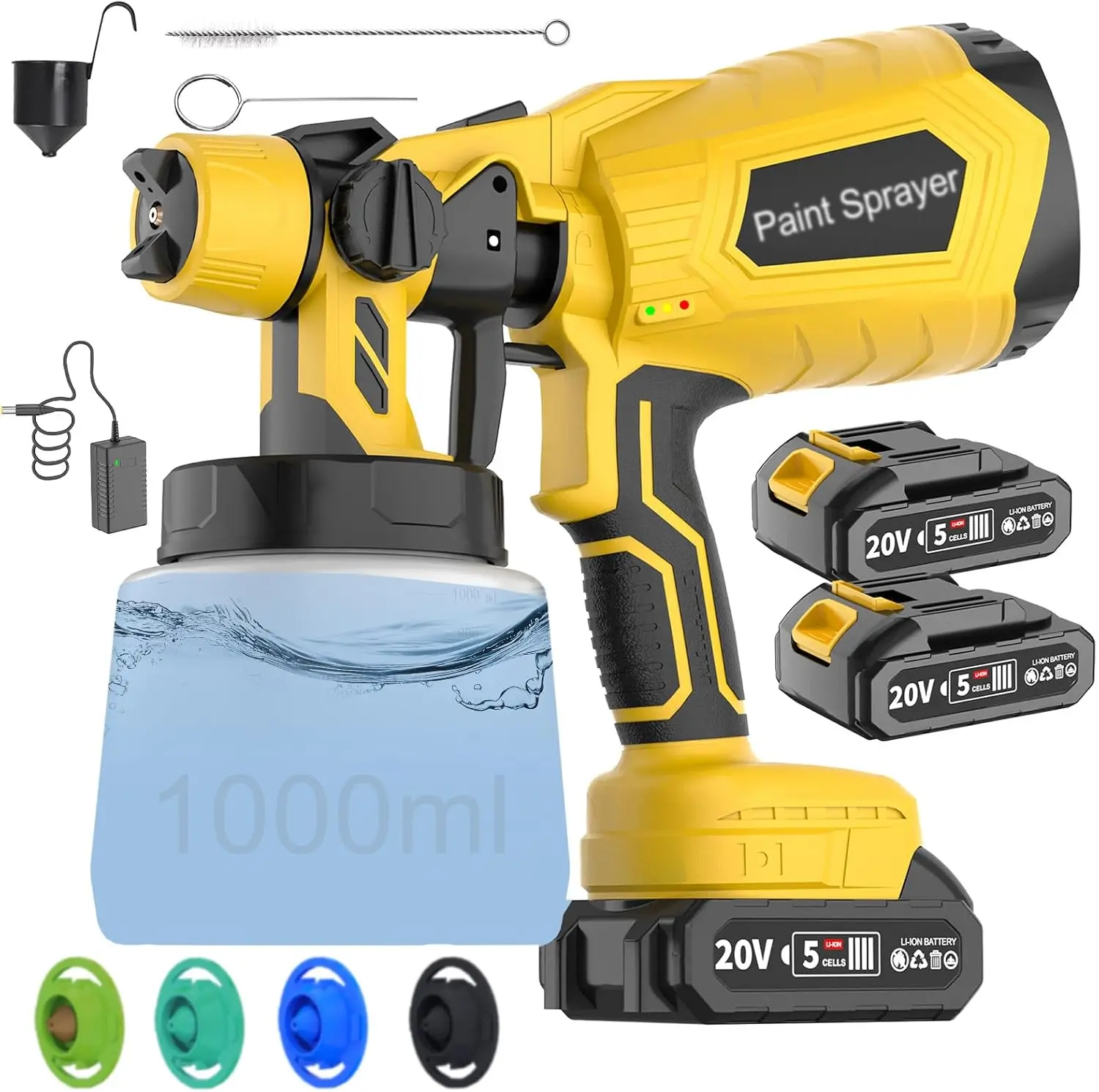 

Беспроводной распылитель краски мощностью 800 Вт с 5 насадками, 3 узорами и 2 батареями для домашних проектов DIY