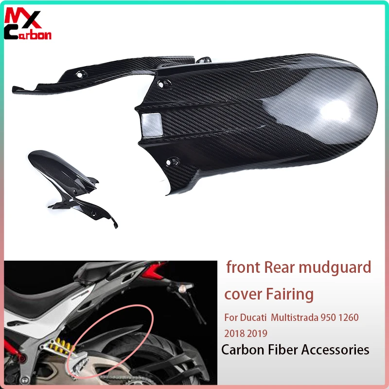 

For Ducati Multistrada 950 1260 2018 2019 Motorcycle Modification Accessories 3K 100% Carbon Fiber Front Rear Mudguard Cover