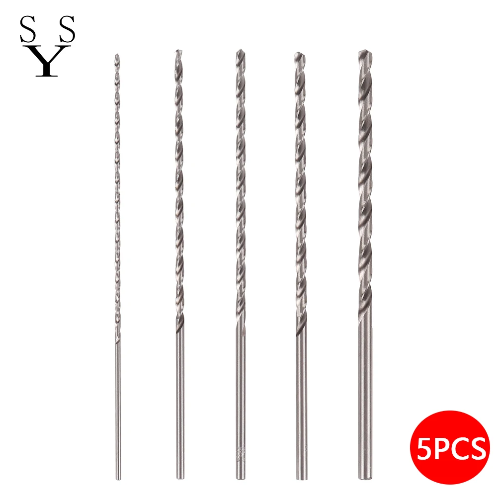 

5PCS Twist Drill Bits Hole Saw Cutter Woodworking Tools Extra Long HSS Straight Shank Drill Bit Set Power Tool Drilling Bits