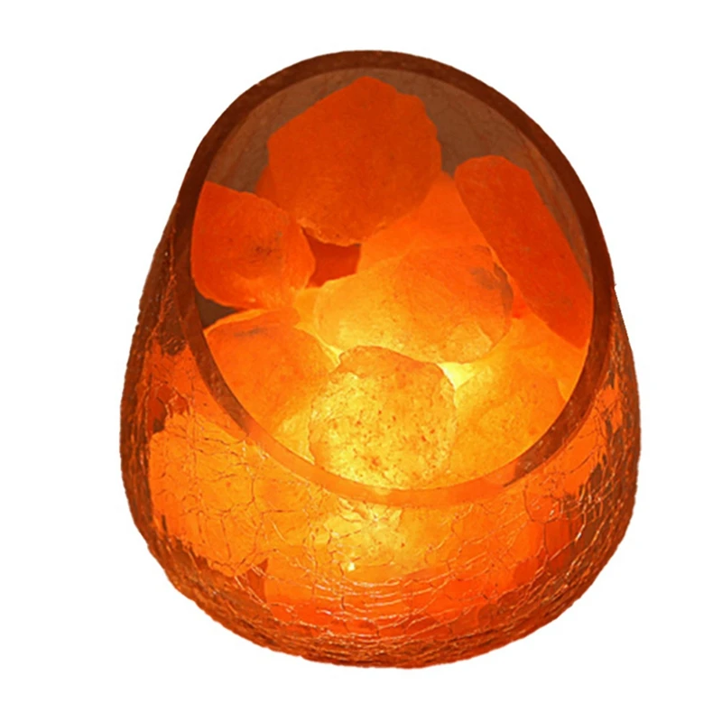 Himalayas Crystal Salt Lamp Ice Cracked Glass Salt Lamp Bedside Lamp Fashion Night Light US Plug