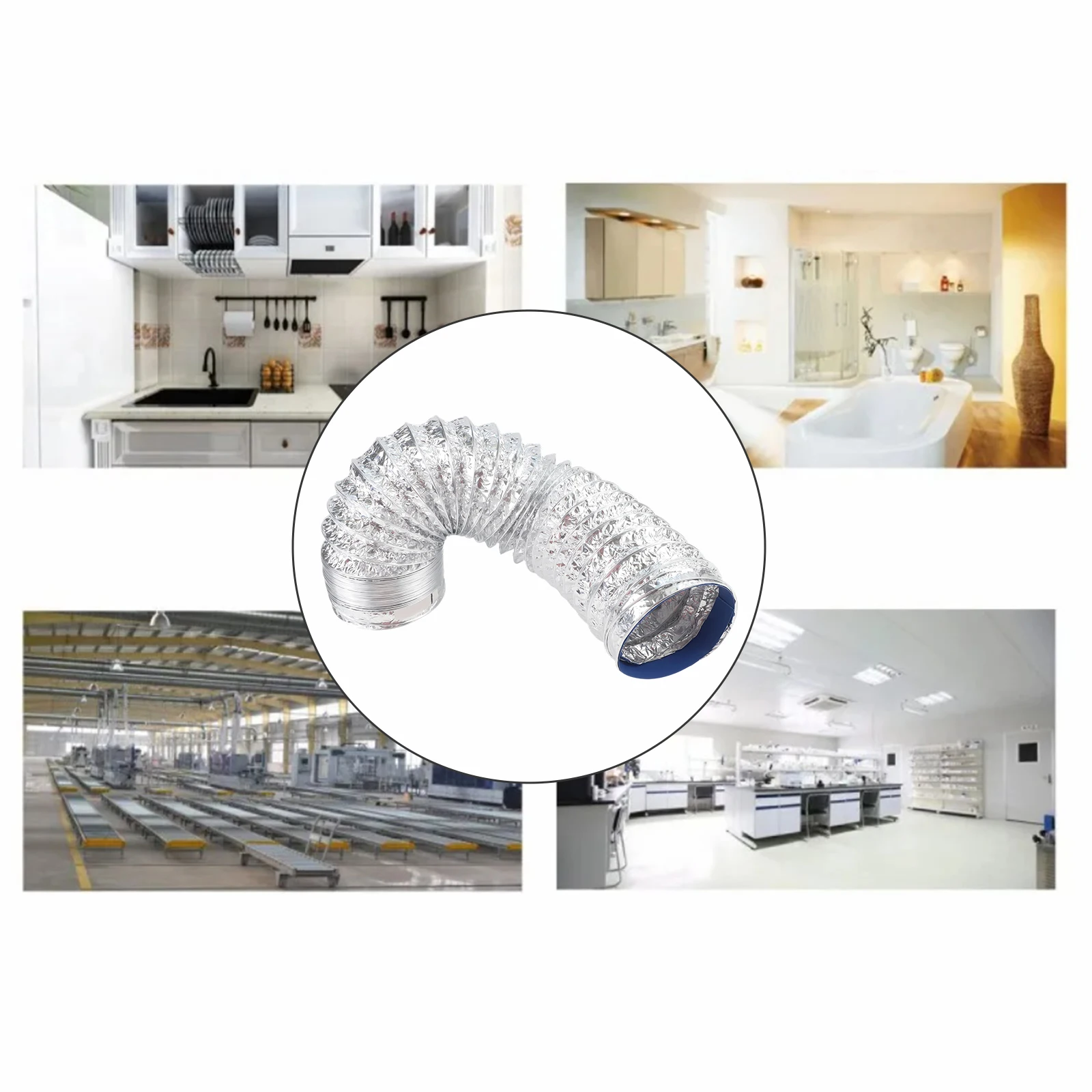 1PC 80-200mm Aluminum Foil Tube Ventilation Duct Retractable Range Hood Exhaust Hose For Heating Ventilation Air Conditioning