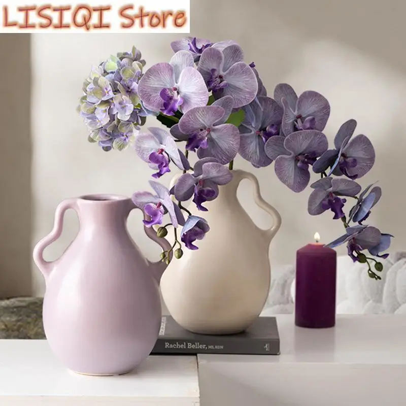 

New Ceramic Vase Vintage Kettle Shape Haft Flower Vase Floral Arrangement Accessories Hydroponics Terrarium Flowerpot Home Decor