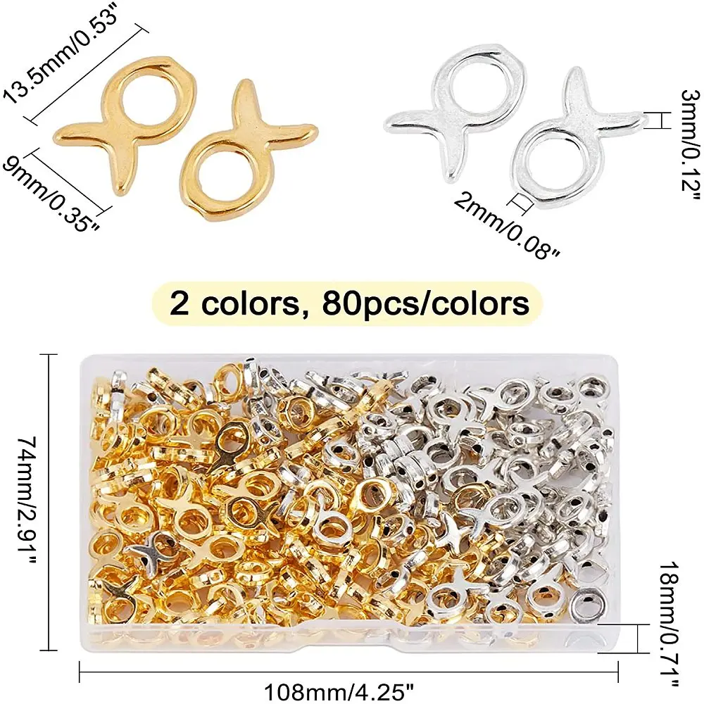 Easter Theme 160Pcs 2 Colors Tibetan Style Bead Frames Lead Free & Cadmium Free Golden Color