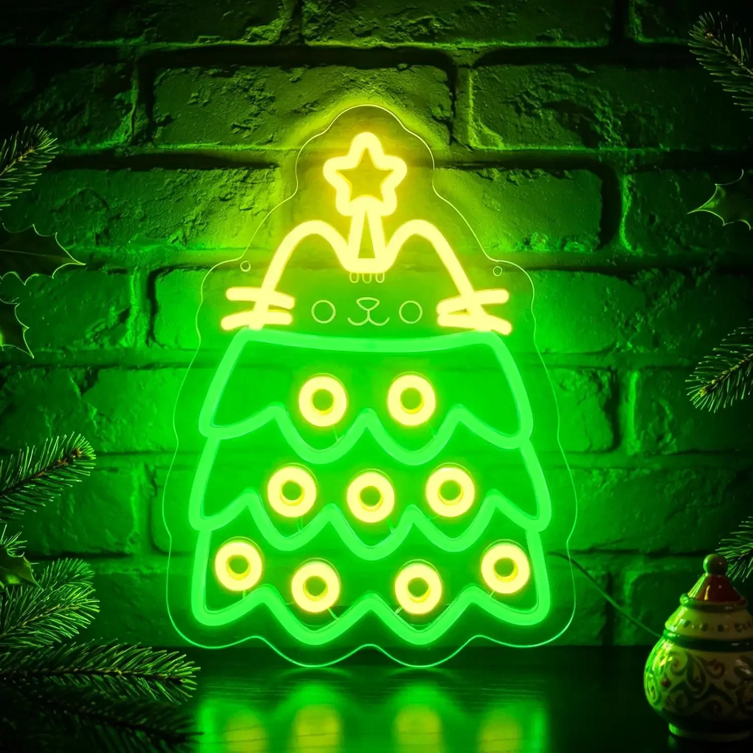 Christmas Tree LED Neon Sign USB Powered Neon Light for Home Bedroom Party Gaming Room Window Christmas Decoration Gift