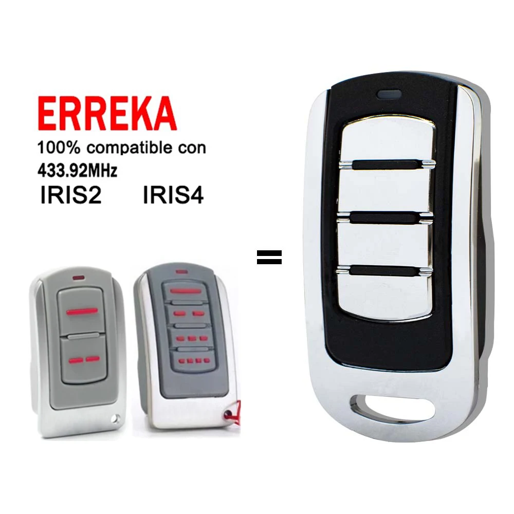 

ERREKA 433.92mhz Garage Door Remote Control Compatible ERREKA IRIS 2 IRIS 4 Rolling Code 433MHz Gate Key Command
