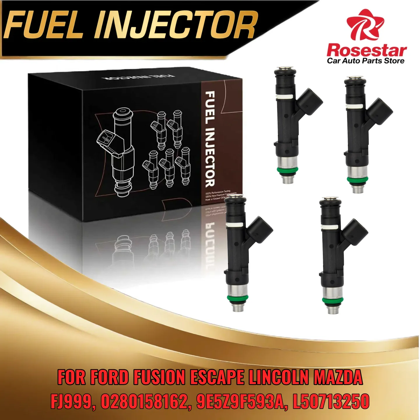 

4pcs Fuel Injector Set for Ford Fusion Escape for Lincoln Mercury Mazda 25L FJ999 9E5Z9F593A L50713250