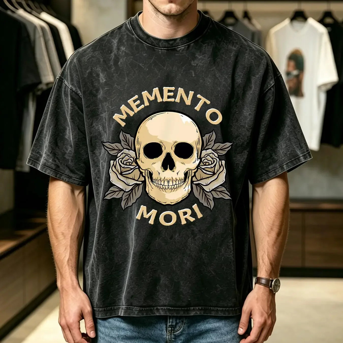 washed T Shirt NEW LIMITED Memento Mori Stoic Mortality Stoicism Philosophy Quote vintage Washed Slightly Unisex Breathable