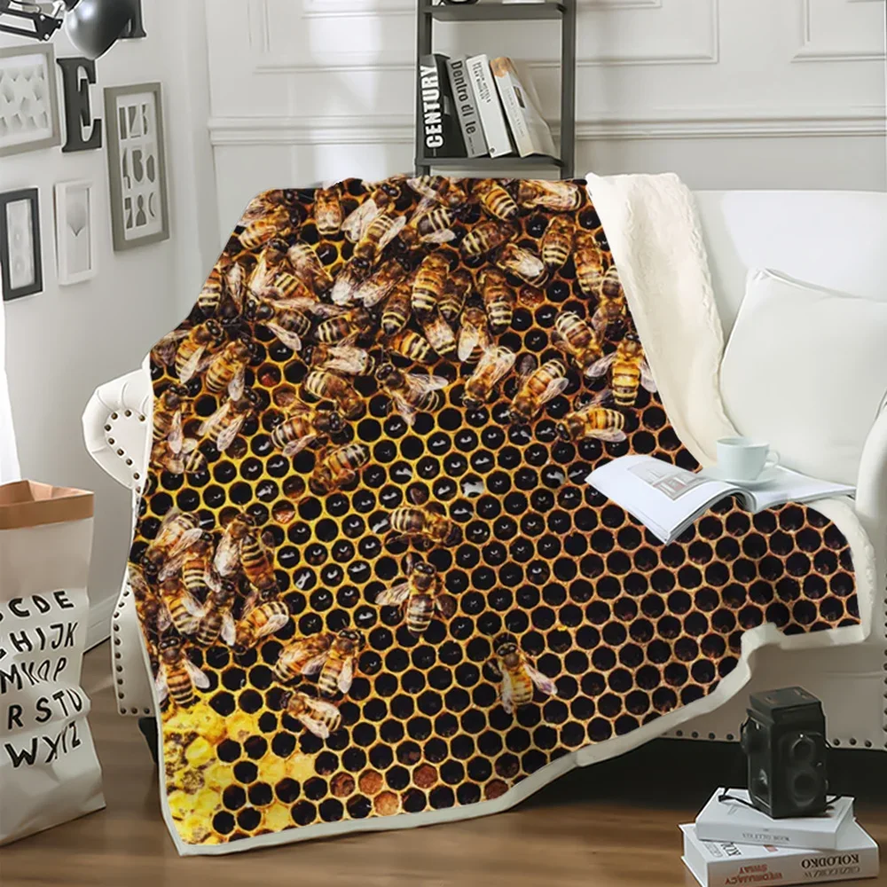 

CLOOCL насекомое, пчела, колони, сотовое одеяло, 3D принт, офисное одеяло для сна, одеяло с кондиционером, двухслойное одеяло, Прямая доставка