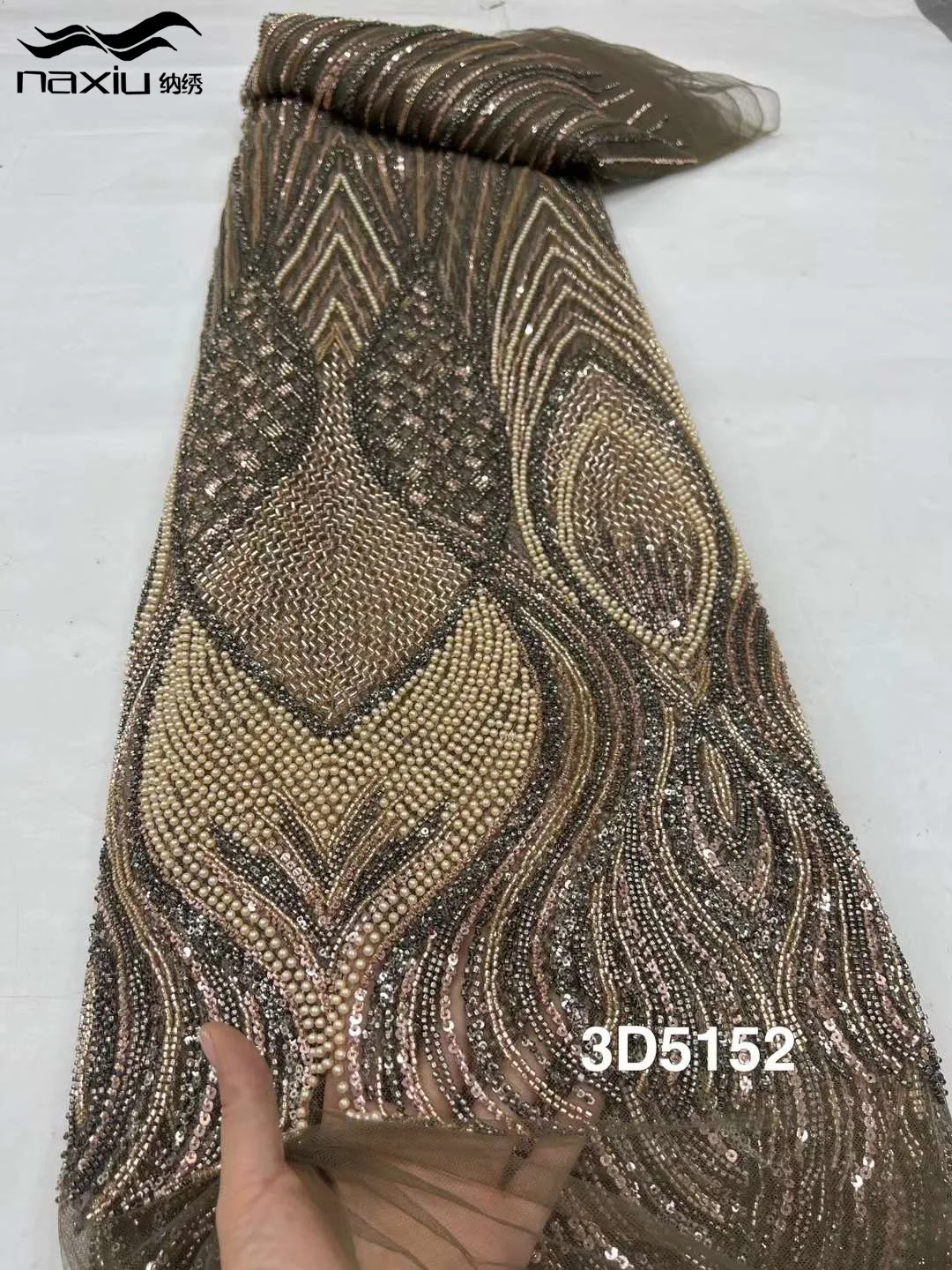 Madison African Sequins Lace Fabric Nigerian 2025 High Quality Beads French Mesh Heavy Embroidery Wedding Dresses Lace Sewing