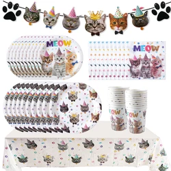 Cat Theme Birthday Party Decorations Cat Party Banner tablecloth plate cup Cat Birthday Party Favors Birthday Party decor kids