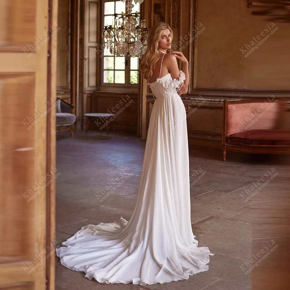 優雅なウェディングドレス A ライン ヴィンテージ ブライダルガウン レース アップリケ オフショルダー ハイスリット Vestidos De Novia カスタマイズ 2025