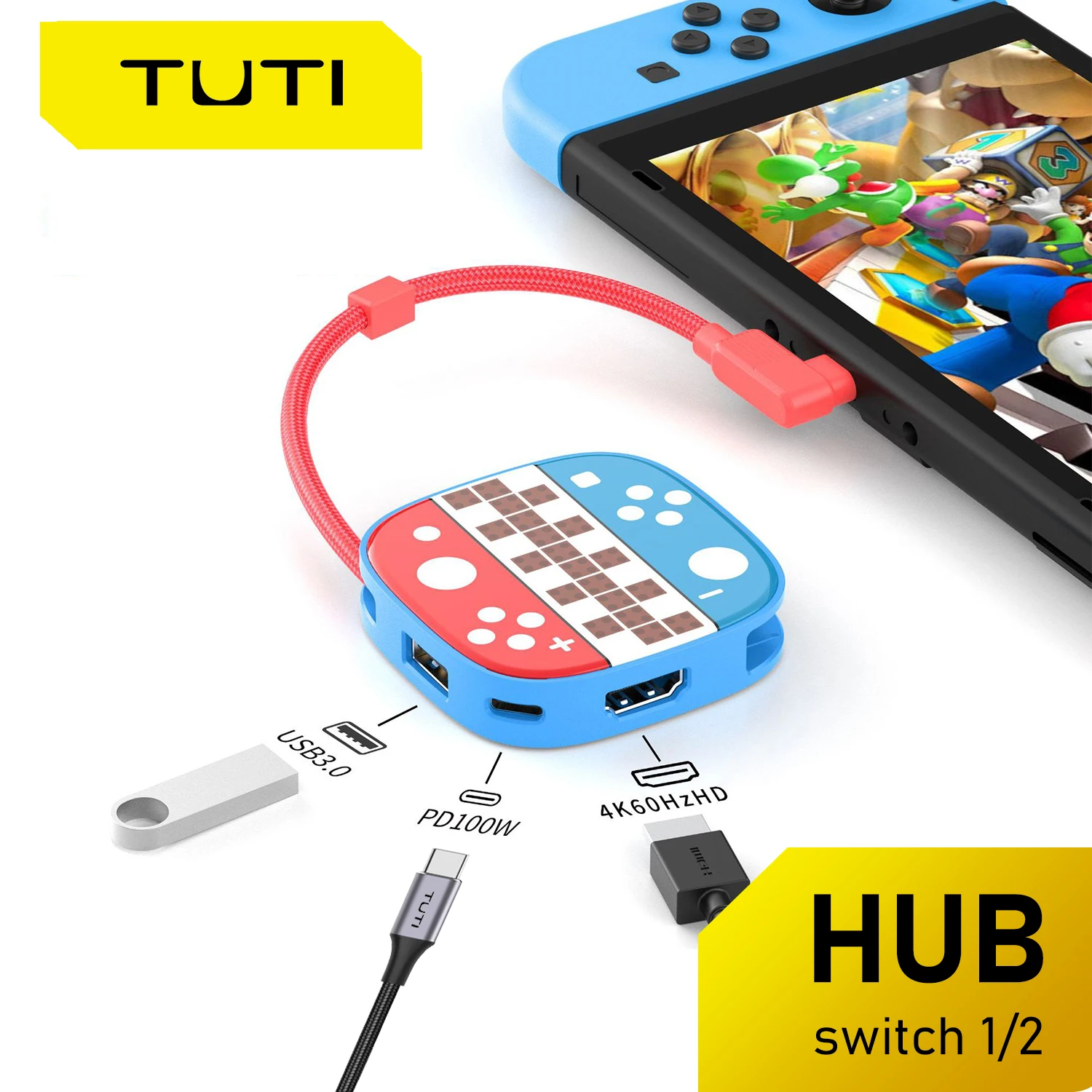 

High-Definition HDMI 4K60Hz USB 3.0 100W PD Gaming Console Output TV Desktop Mode Support for Switch 1 / 2