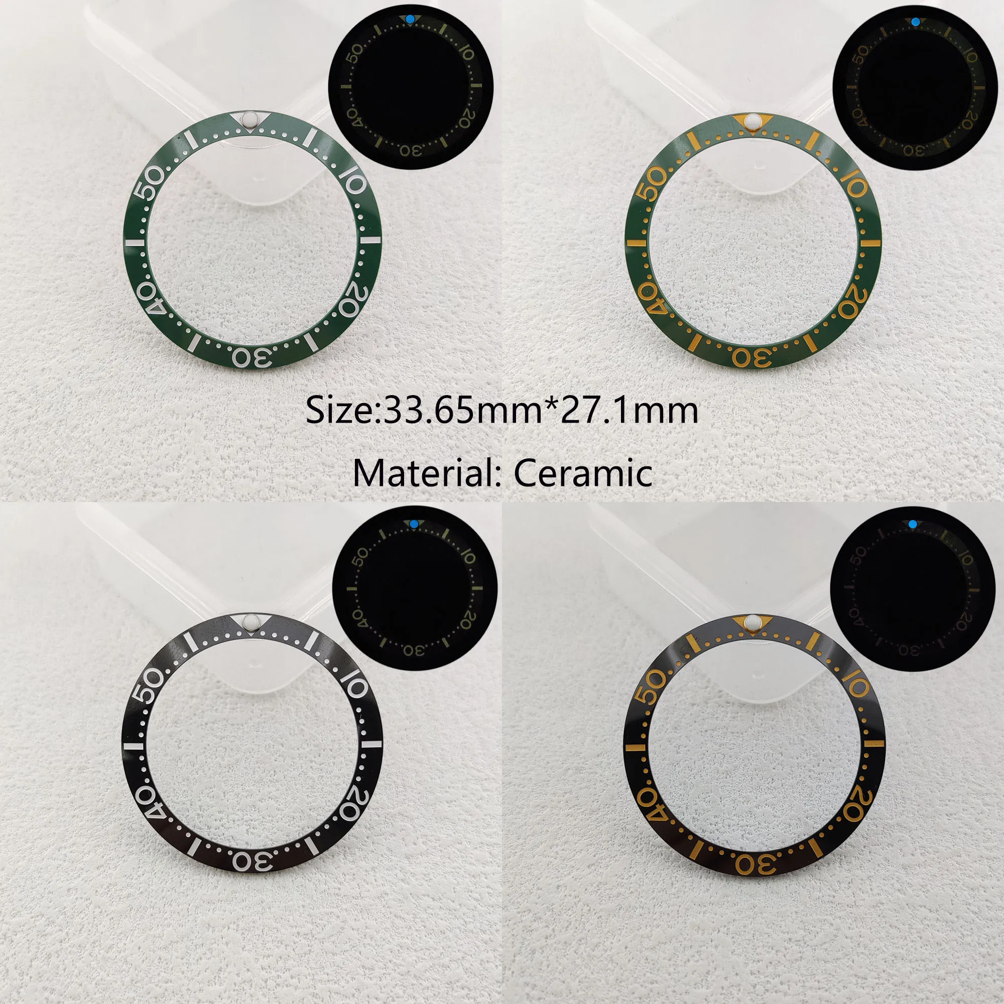 33.65mm slant Insert Ceramic Bezel watch bezel Inner diameter 27mm Blue luminous pearl Watch accessories replacement mods Parts