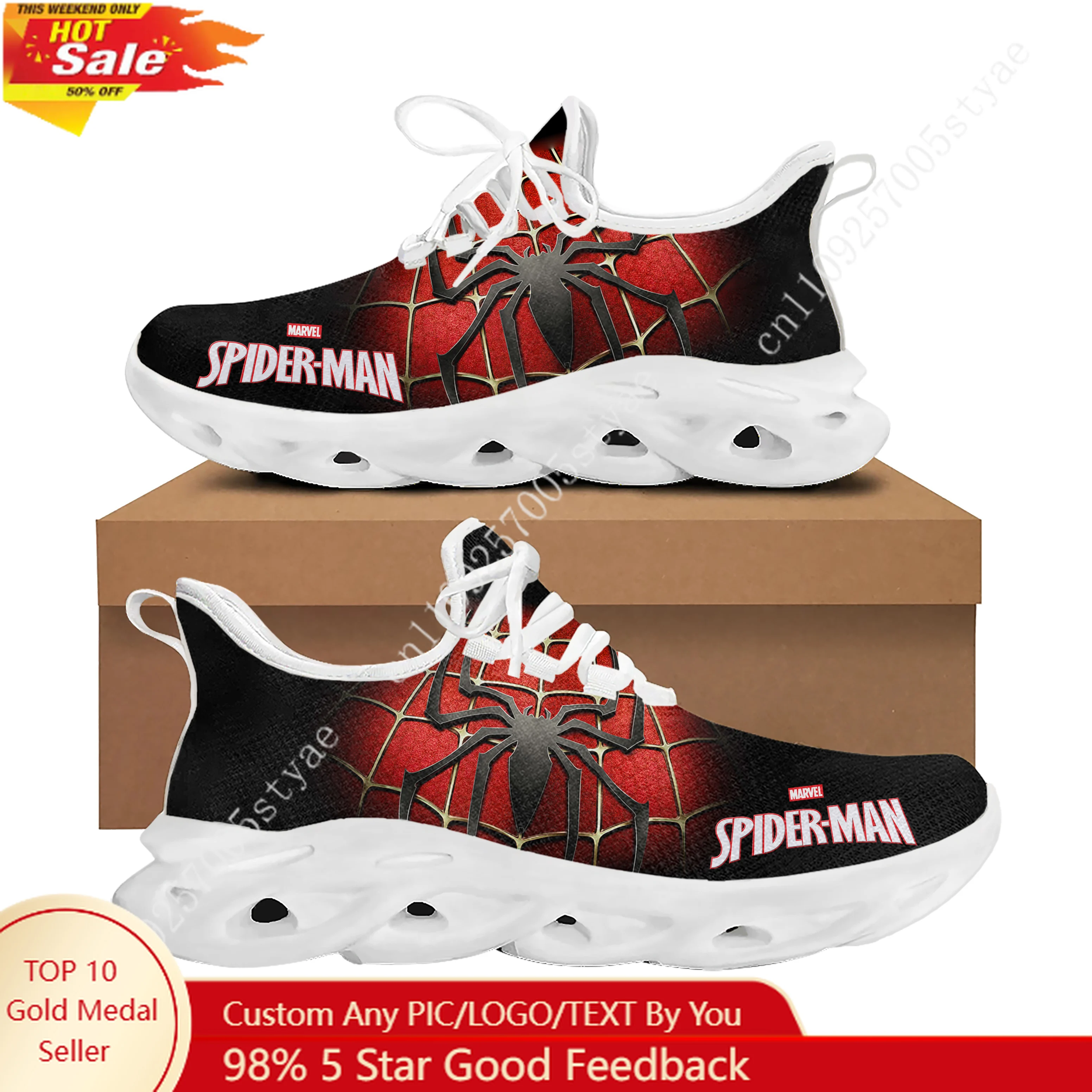 

Spider Man Peter Benjamin Parker Lace Mesh Shoe Flat Sneaker Mens Womens Sport Running Shoes Sport Sneakers Customized Footwears