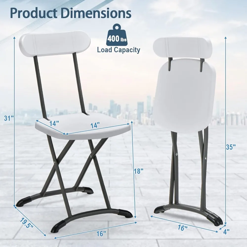 طقم كراسي قابلة للطي، سعة 400 رطل بإطار فولاذي، ظهر منحني مريح، مناسبة للمناسبات التجارية الداخلية والخارجية