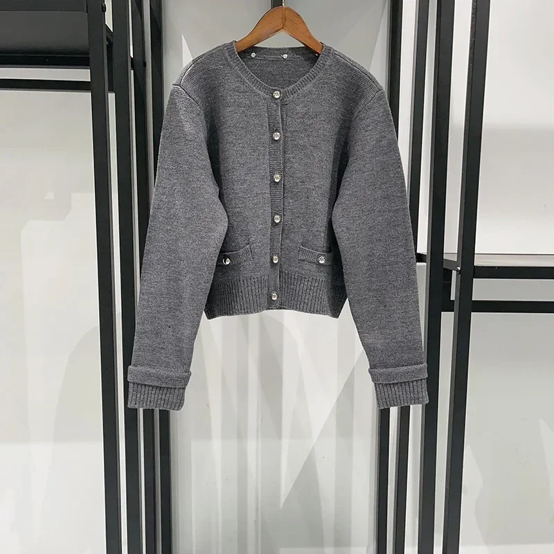 Ruffled Collar Women 3 Colors Knit Sweater Coat Autumn Single Breasted Fashion Lady Cardigan