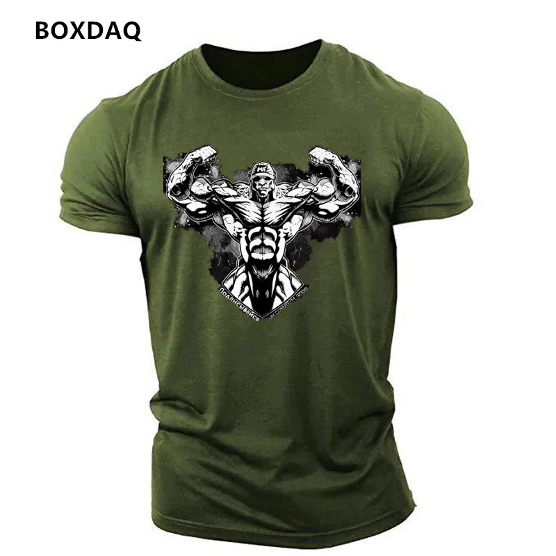 Gym Fitness Beast Muscle Pattern Men's Sports T-Shirts Summer Short Sleeve 3D Print Workout Sporty Casual Tops 6XL Large Size